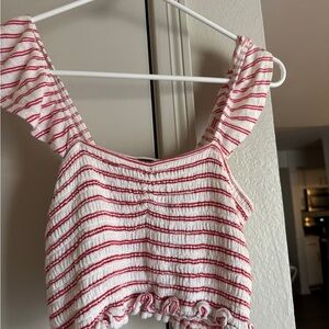 Wild Fable Red and White Striped Crop Top